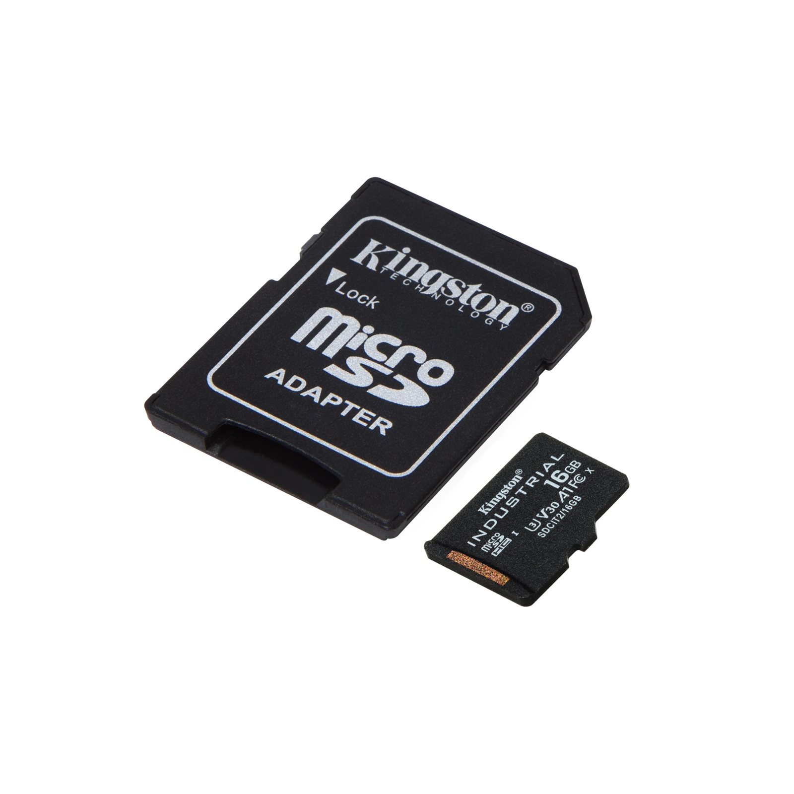 Kingston SDCIT2/16GB Industrial Micro SD Flash Memory Card, 16GB, Class U3 V30 A1, UHS-I U1, Retail Packed