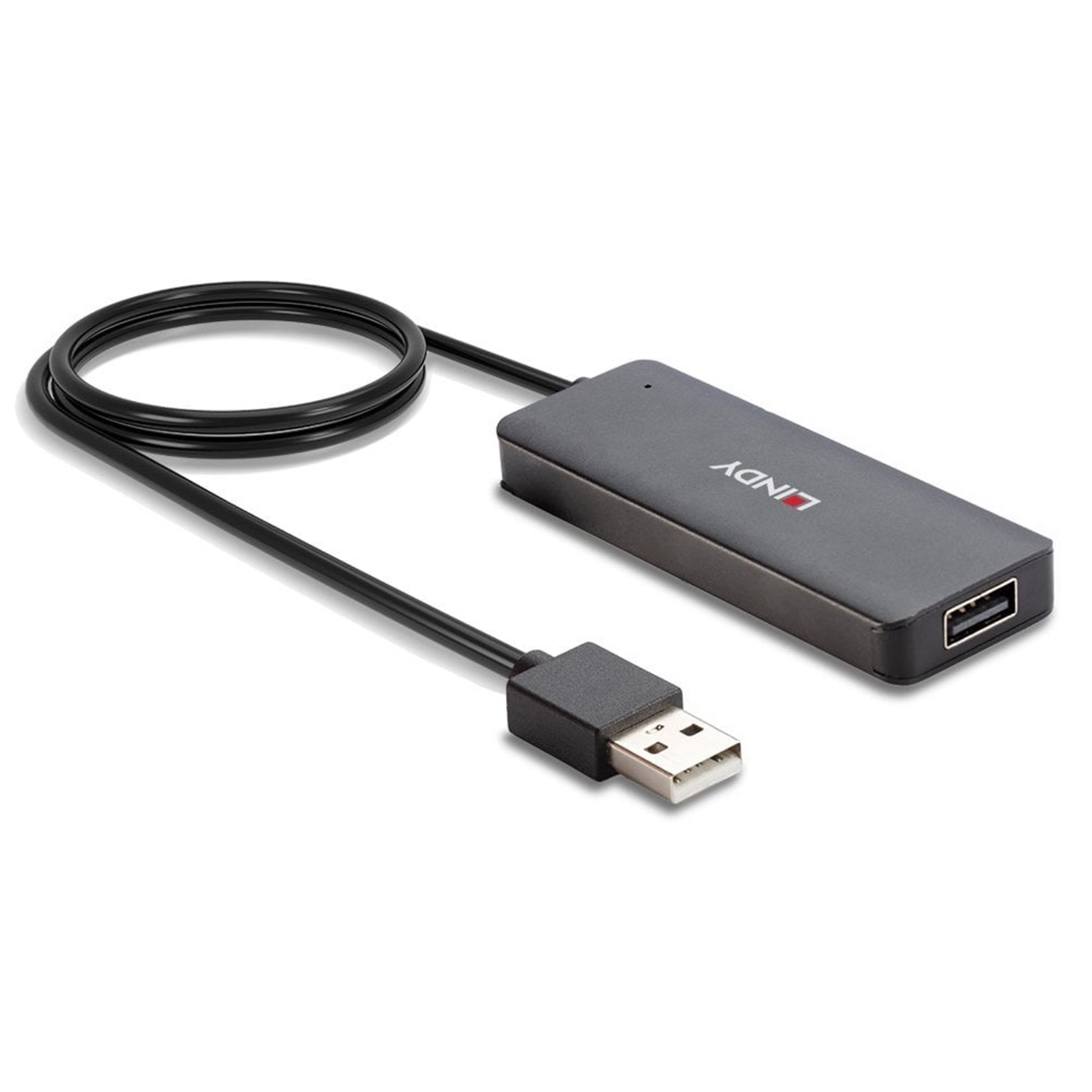 LINDY 42986 4 Port USB Hub, 4 x USB 2.0 Type-A (F) Ports, Supports Data Transfer Rates of up to 480 Mbps, Plug and Play Installation, USB Bus-Powered with DC Socket for External Power Supply