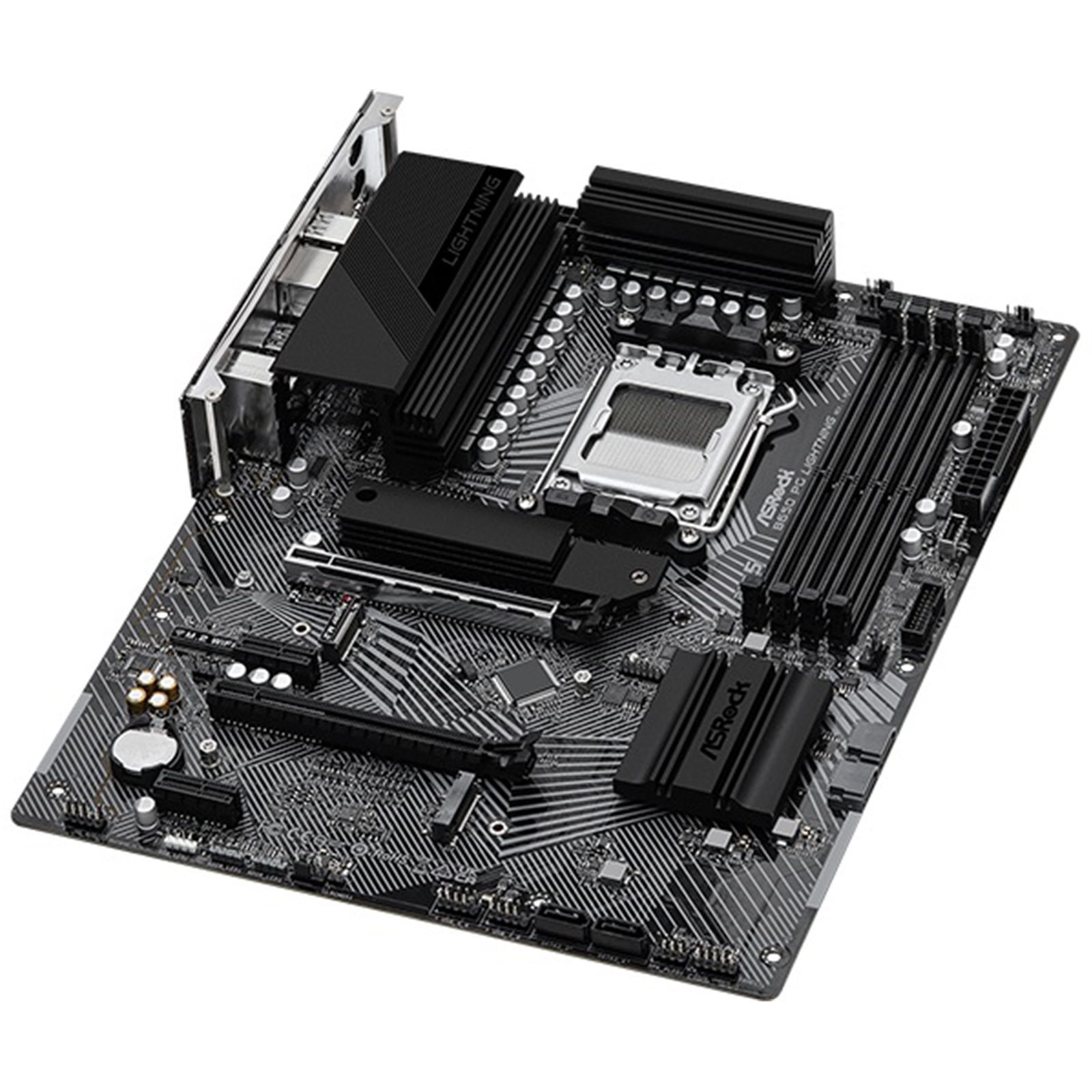 ASRock B650 PG Lightning AMD AM5 Socket Motherboard, ATX, 4x DDR5 Slots, 3x M.2 Sockets, Fitted I/O Shield, 2.5GbE LAN, 1x HDMI Port