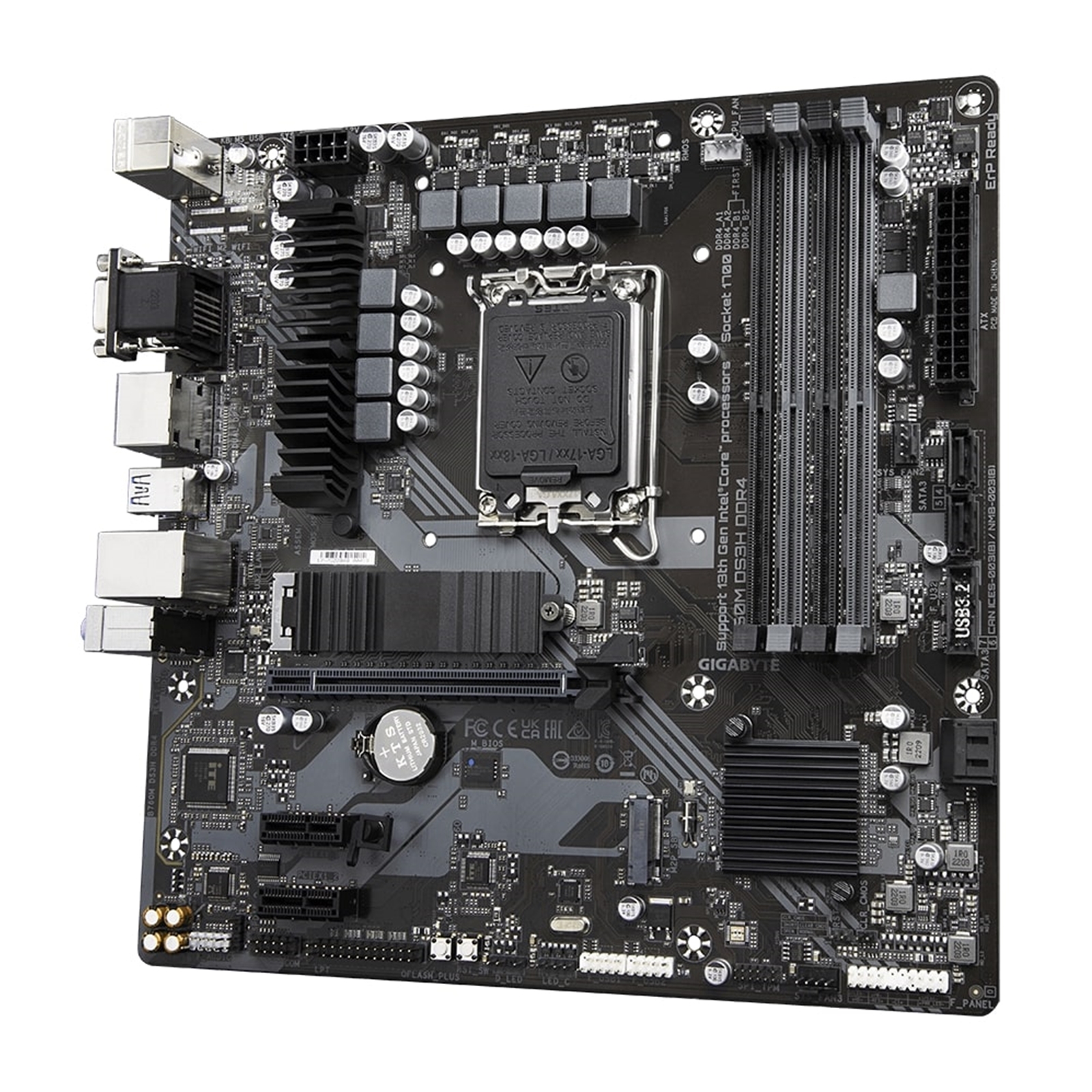 Gigabyte B760M DS3H DDR4 Ultra Durable Intel 1700 Socket Motherboard, Micro-ATX, 4x DDR4 Slots, 2x M.2 Sockets, 2.5GbE LAN, 1x D-Sub / 2x DisplayPorts / 1x HDMI Port