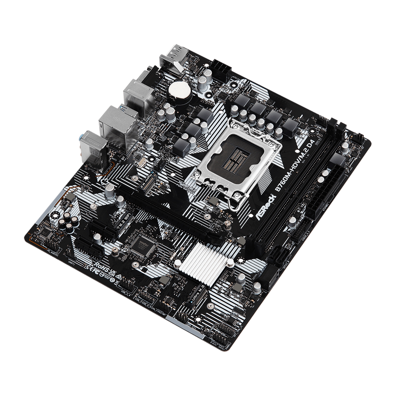 ASRock B760M-HDV/M.2 D4 Intel 1700 Socket Motherboard, Micro-ATX, 2x DDR4 Slots, 2x M.2 Sockets, GbE LAN, 1x D-Sub / 1x DisplayPort / 1x HDMI Port