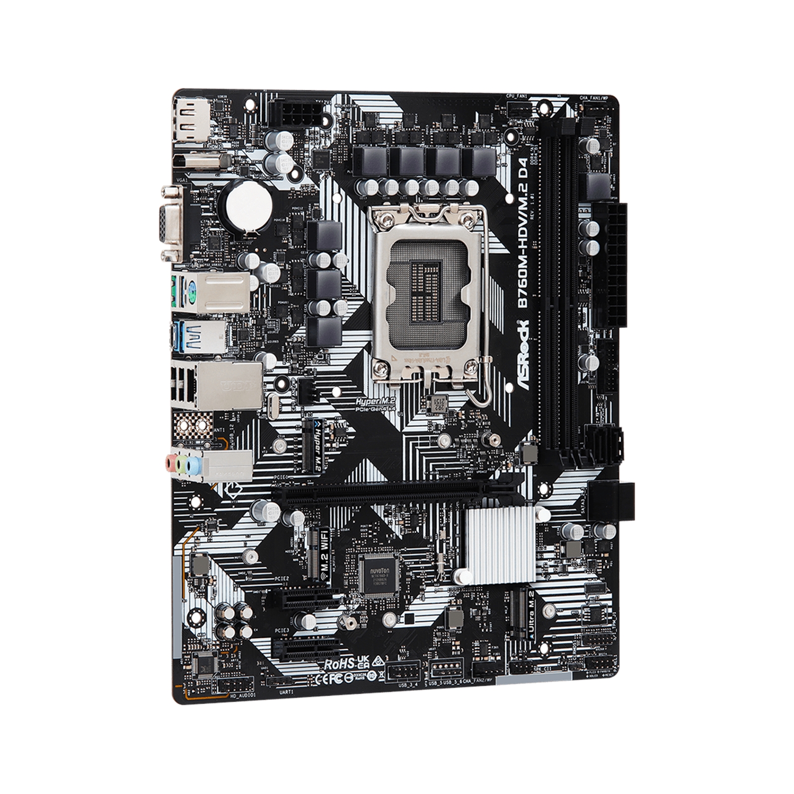 ASRock B760M-HDV/M.2 D4 Intel 1700 Socket Motherboard, Micro-ATX, 2x DDR4 Slots, 2x M.2 Sockets, GbE LAN, 1x D-Sub / 1x DisplayPort / 1x HDMI Port