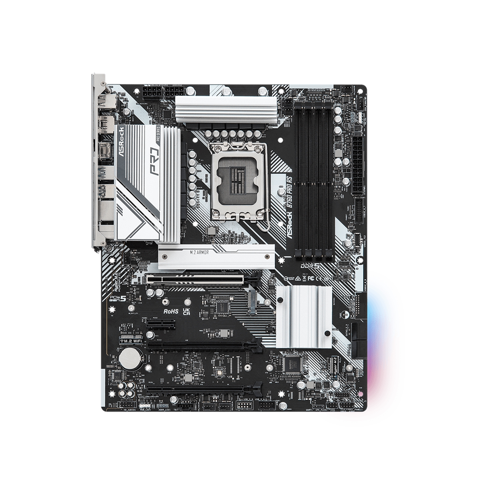 ASRock B760 PRO RS Intel 1700 Socket Motherboard, ATX, 4x DDR5 Slots, 3x M.2 Sockets, Fitted I/O Shield, 2.5GbE LAN, 1x DisplayPort / 1x HDMI Port