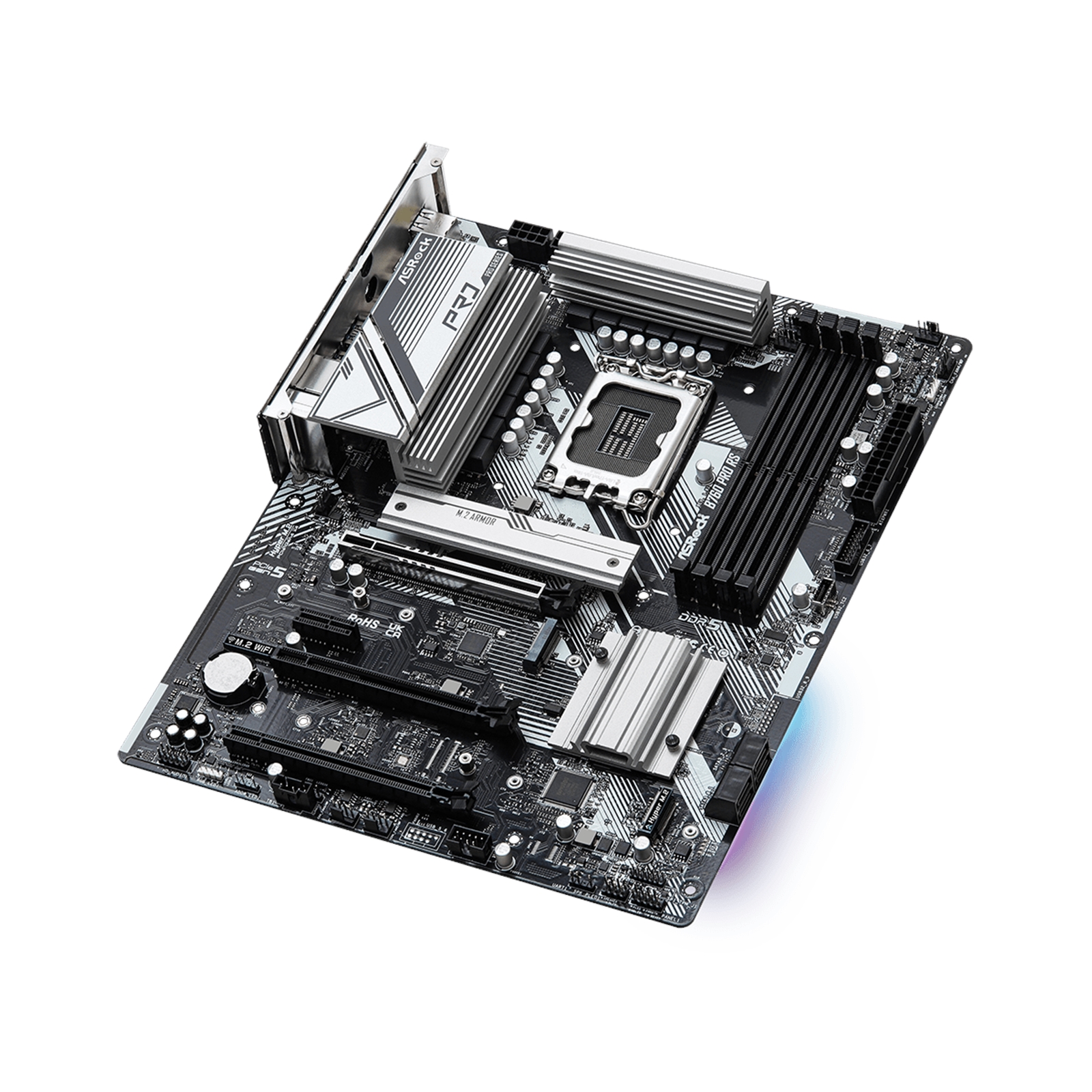 ASRock B760 PRO RS Intel 1700 Socket Motherboard, ATX, 4x DDR5 Slots, 3x M.2 Sockets, Fitted I/O Shield, 2.5GbE LAN, 1x DisplayPort / 1x HDMI Port