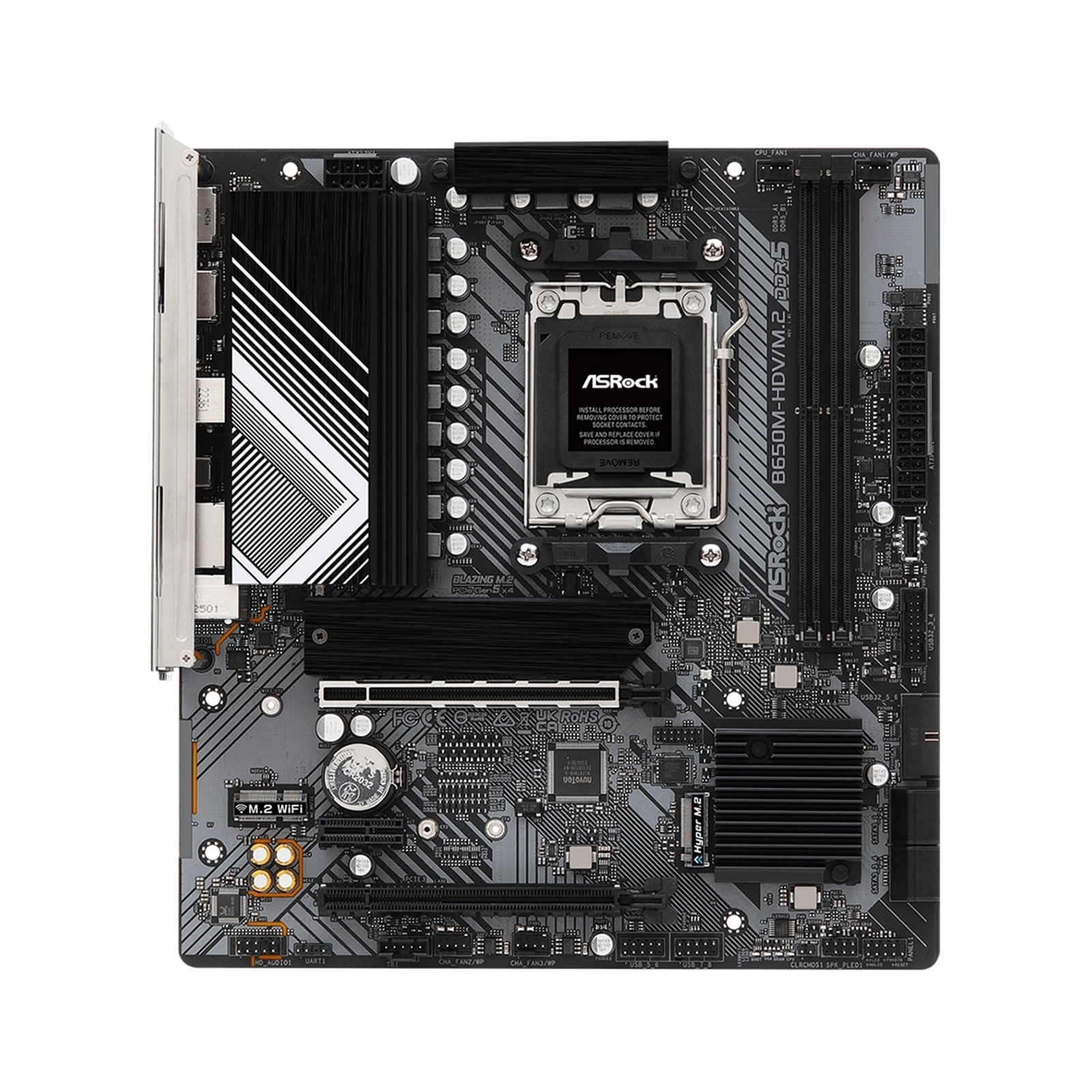 ASRock B650M-HDV/M.2 AMD AM5 Socket Motherboard, Micro-ATX, 2x DDR5 Slots, 2x M.2 Sockets, Fitted I/O Shield, 2.5GbE LAN, 1x DisplayPort / 1x HDMI Port