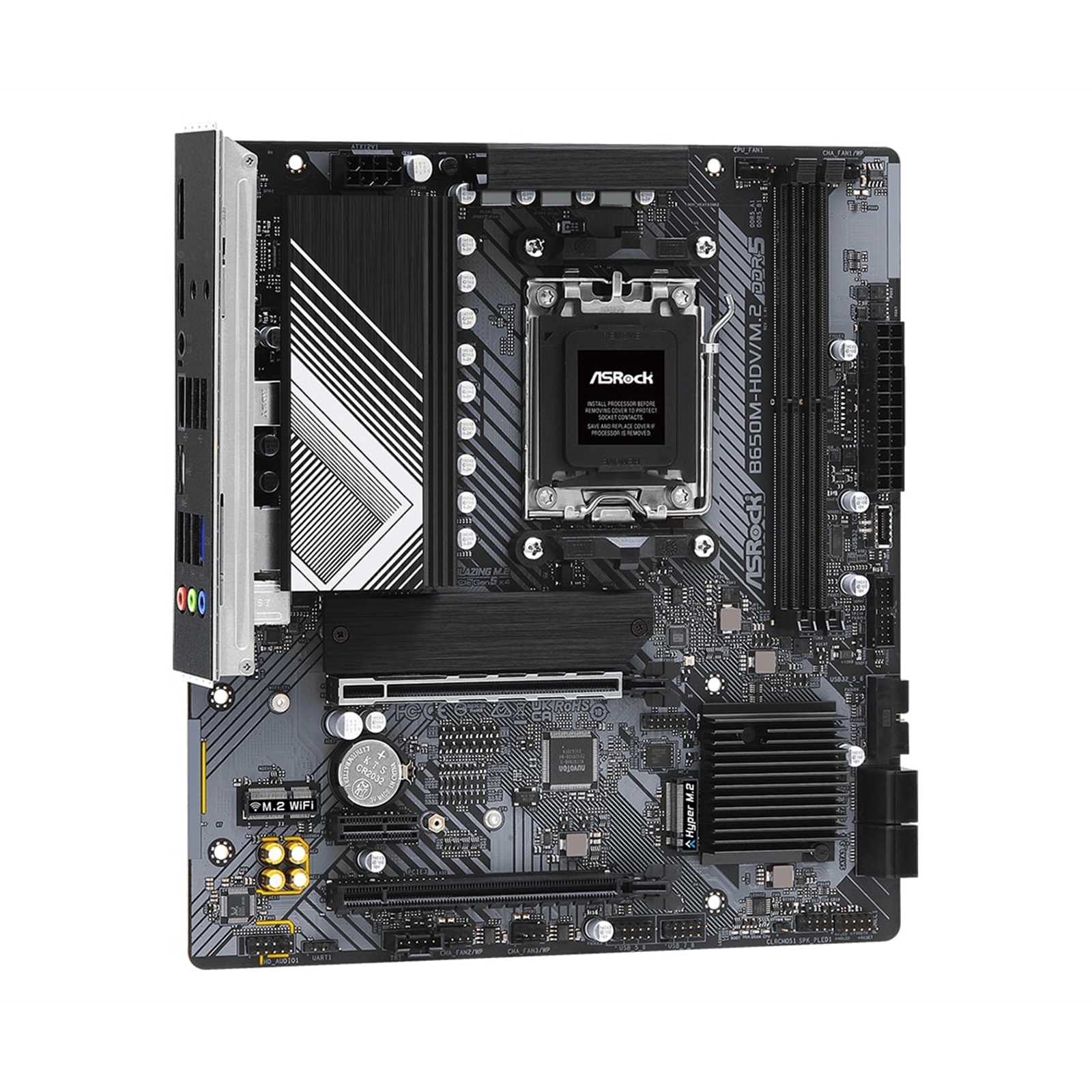 ASRock B650M-HDV/M.2 AMD AM5 Socket Motherboard, Micro-ATX, 2x DDR5 Slots, 2x M.2 Sockets, Fitted I/O Shield, 2.5GbE LAN, 1x DisplayPort / 1x HDMI Port