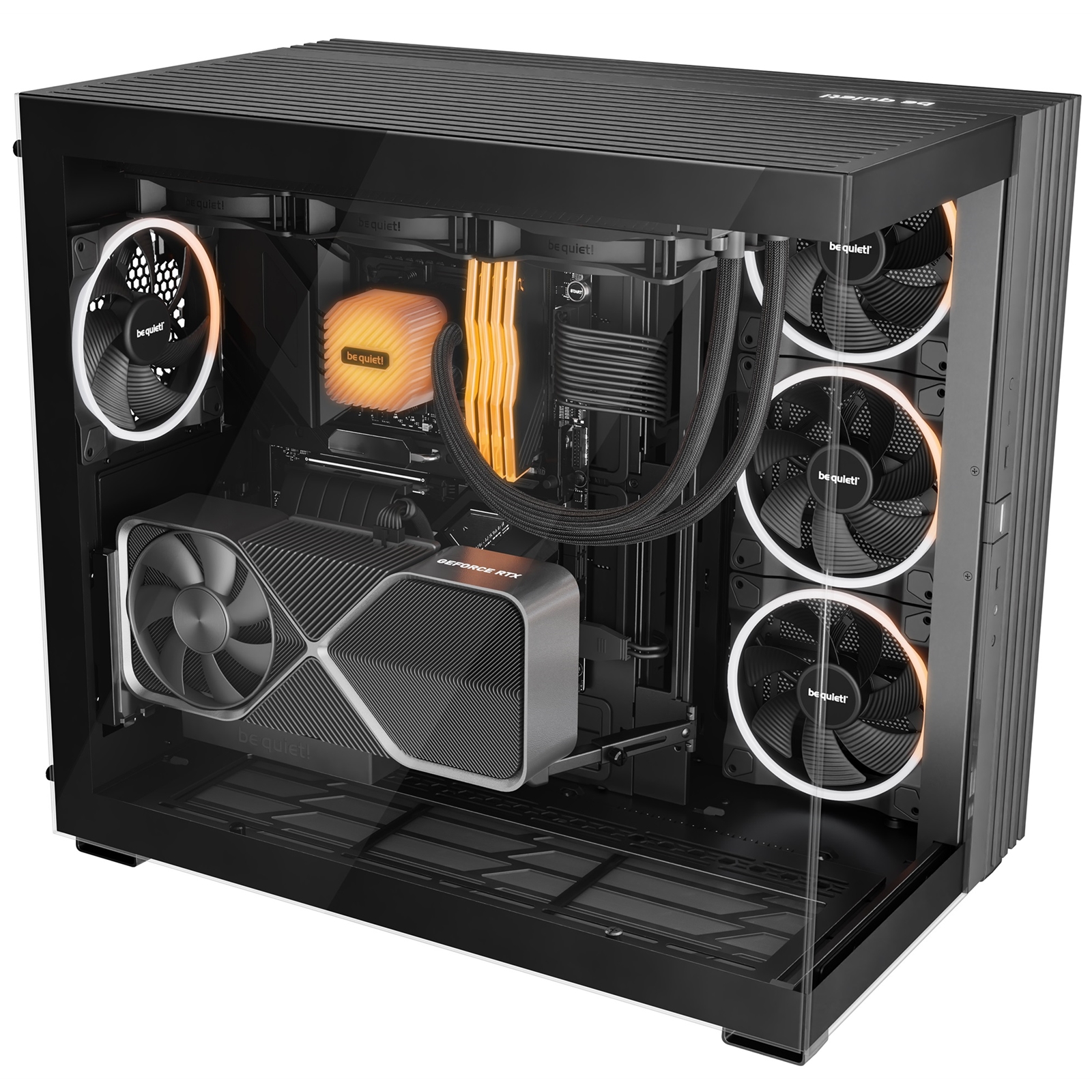 be quiet! BGW71 Light Base 900 FX Full Tower Gaming Case, 1 x USB Type-C / 2 x USB 3.0, Tempered Glass Front & Side Window Panel, 4 x Light Wings ARGB Fans, E-ATX / XL-ATX / ATX / M-ATX / Mini-ATX Compatible