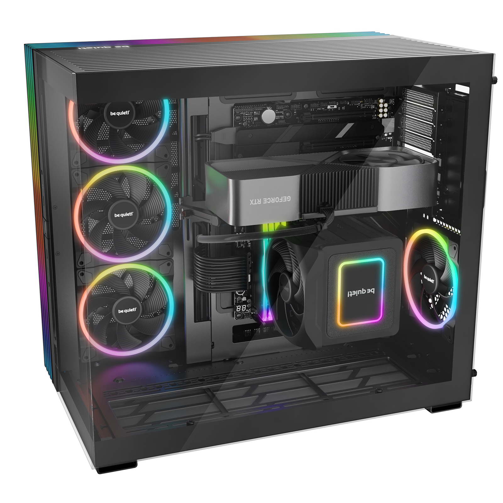 be quiet! BGW71 Light Base 900 FX Full Tower Gaming Case, 1 x USB Type-C / 2 x USB 3.0, Tempered Glass Front & Side Window Panel, 4 x Light Wings ARGB Fans, E-ATX / XL-ATX / ATX / M-ATX / Mini-ATX Compatible