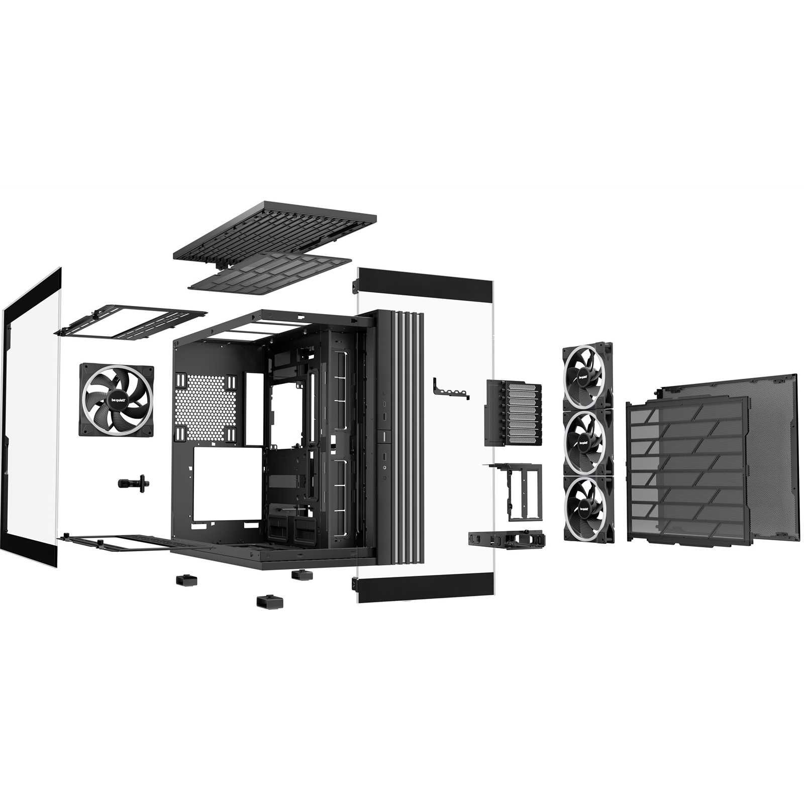 be quiet! BGW71 Light Base 900 FX Full Tower Gaming Case, 1 x USB Type-C / 2 x USB 3.0, Tempered Glass Front & Side Window Panel, 4 x Light Wings ARGB Fans, E-ATX / XL-ATX / ATX / M-ATX / Mini-ATX Compatible