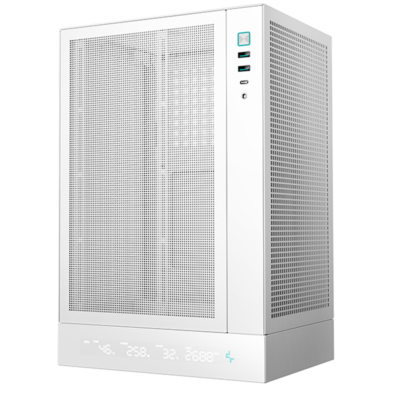 Deepcool CH170 Digital White Mini-ITX Case - High Airflow, Supports Water Cooling, Ultra-Quiet Operation, Compact Design for Efficient Space Management