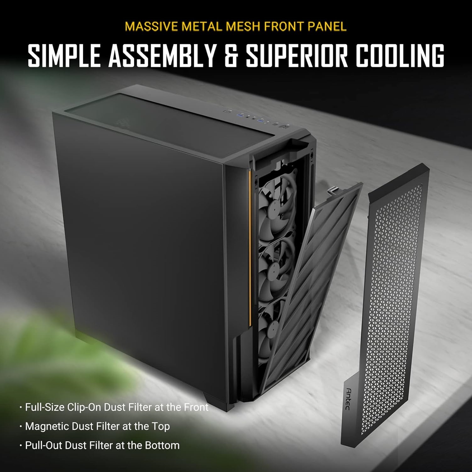 Antec P20CE Mid Tower Gaming Case, 1 x USB Type-C / 2 x USB 3.0, Tempered Glass Side Window Panel, Full-size Dust Filter, 3 x Pre-Installed PWM Fans, E-ATX, ATX, Micro-ATX, ITX Compatible