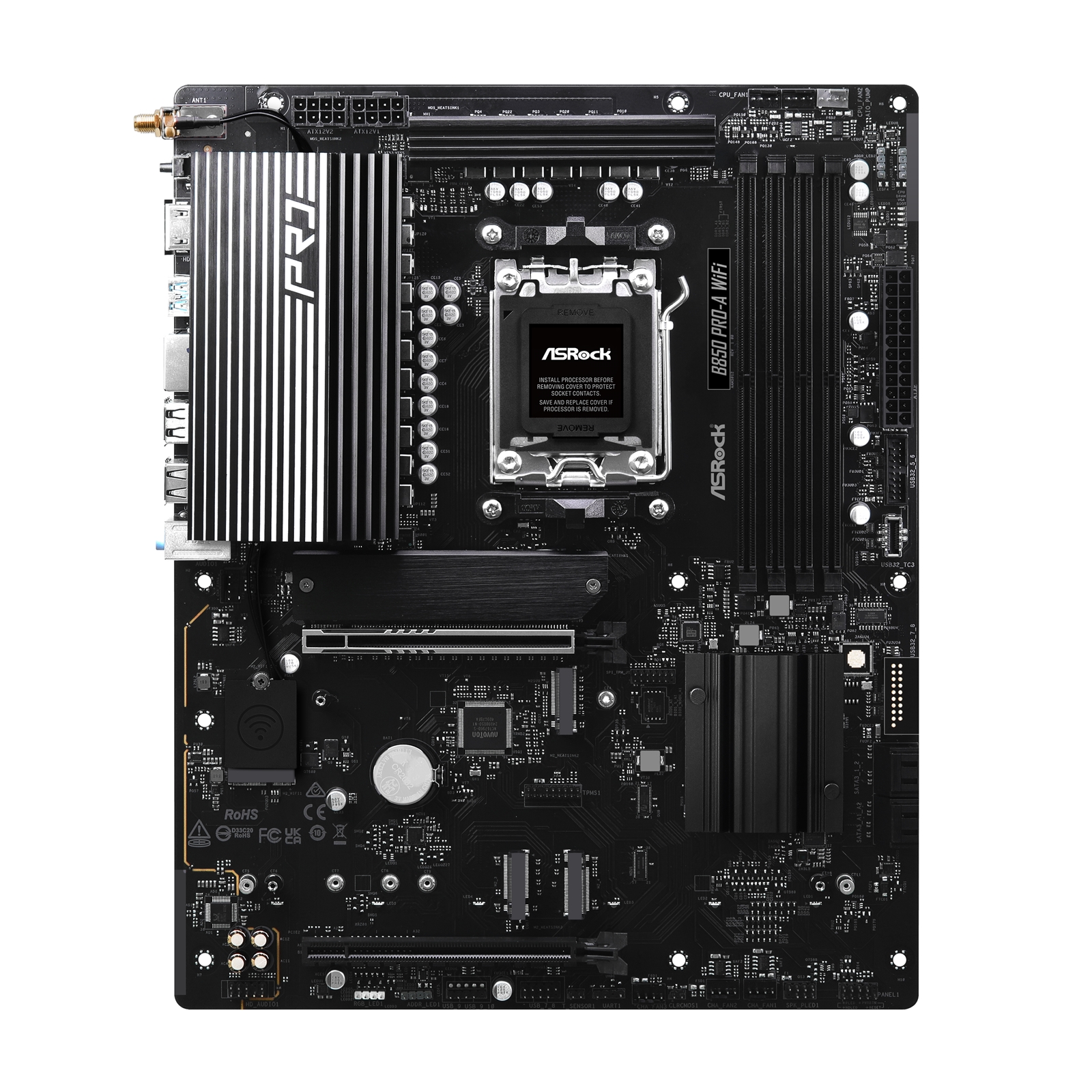 ASRock B850 Pro-A WiFi AMD AM5 Socket Motherboard, ATX, 4x DDR5 Slots, 4x M.2 Sockets, 2.5GbE LAN, Wi-Fi 6E, 1x HDMI Port / 1x USB-C