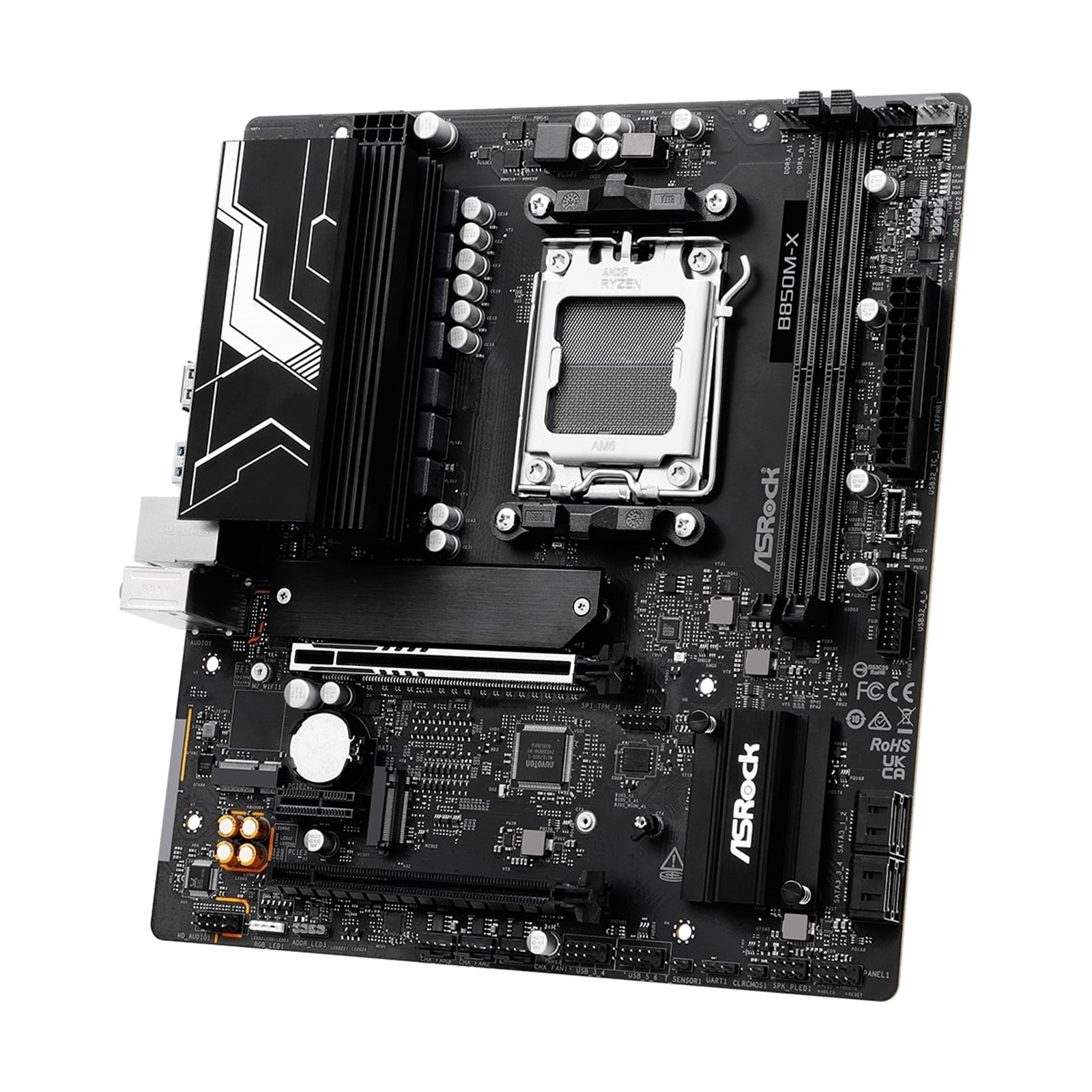 ASRock B850M-X R2.0 AMD AM5 Socket Motherboard, Micro-ATX, 2x DDR5 Slots, 2x M.2 Sockets, 2.5GbE LAN, 1x DisplayPort / 1x HDMI Port