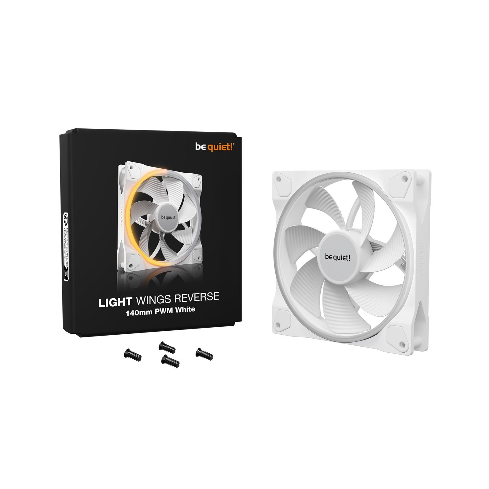 be quiet! Light Wings 140mm PWM Reverse, White, ARGB Lighting, Ultra-Quiet Operation Max 25.5dB(A), High Airflow, 60,000 Hours