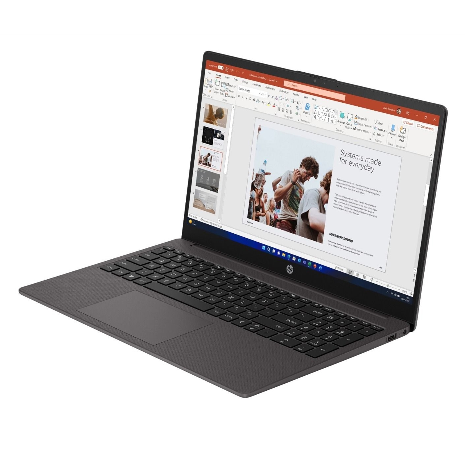 HP 255 G10 B39RBAT#ABU Laptop, 15.6 Inch Full HD 1080p Screen, AMD Ryzen 3 7330U, 8GB RAM, 256GB SSD, AMD Radeon, Windows 11 Home