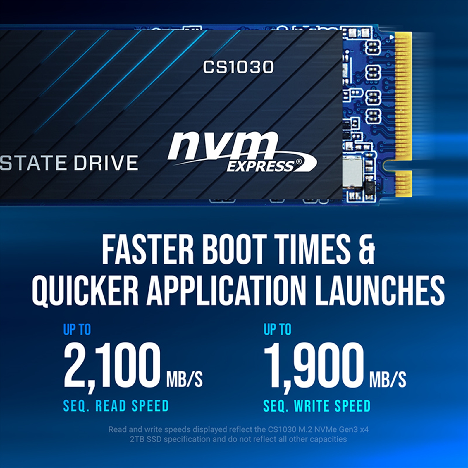 PNY (M280CS1030-500-RB) CS1030 M.2 NVMe 500GB SSD, PCIe Gen3 x4, Sequential Read of up to 2,000 MB/s and Write of up to 1,100 MB/s