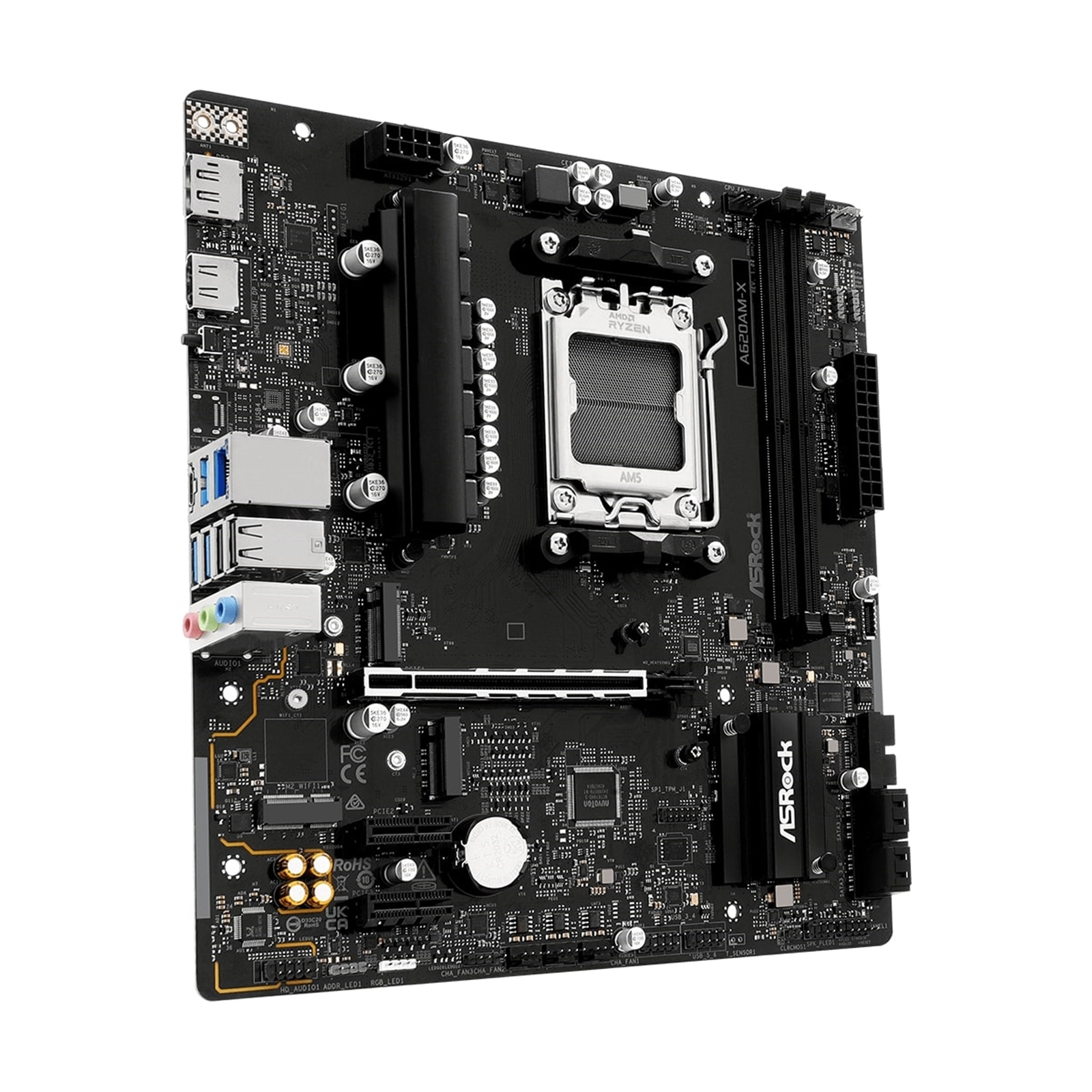 ASRock A620AM-X AMD AM5 Socket Motherboard, Micro-ATX, 2x DDR5 Slots, 2x M.2 Sockets, 2.5GbE LAN, 1x HDMI Port / 1x DisplayPort