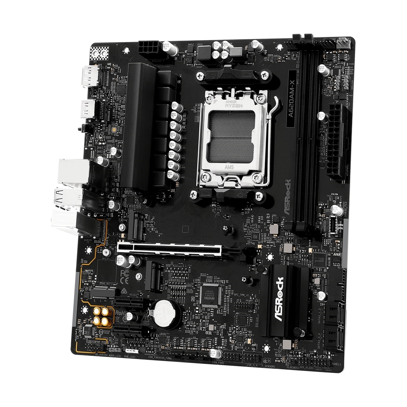 ASRock A620AM-X AMD AM5 Socket Motherboard, Micro-ATX, 2x DDR5 Slots, 2x M.2 Sockets, 2.5GbE LAN, 1x HDMI Port / 1x DisplayPort