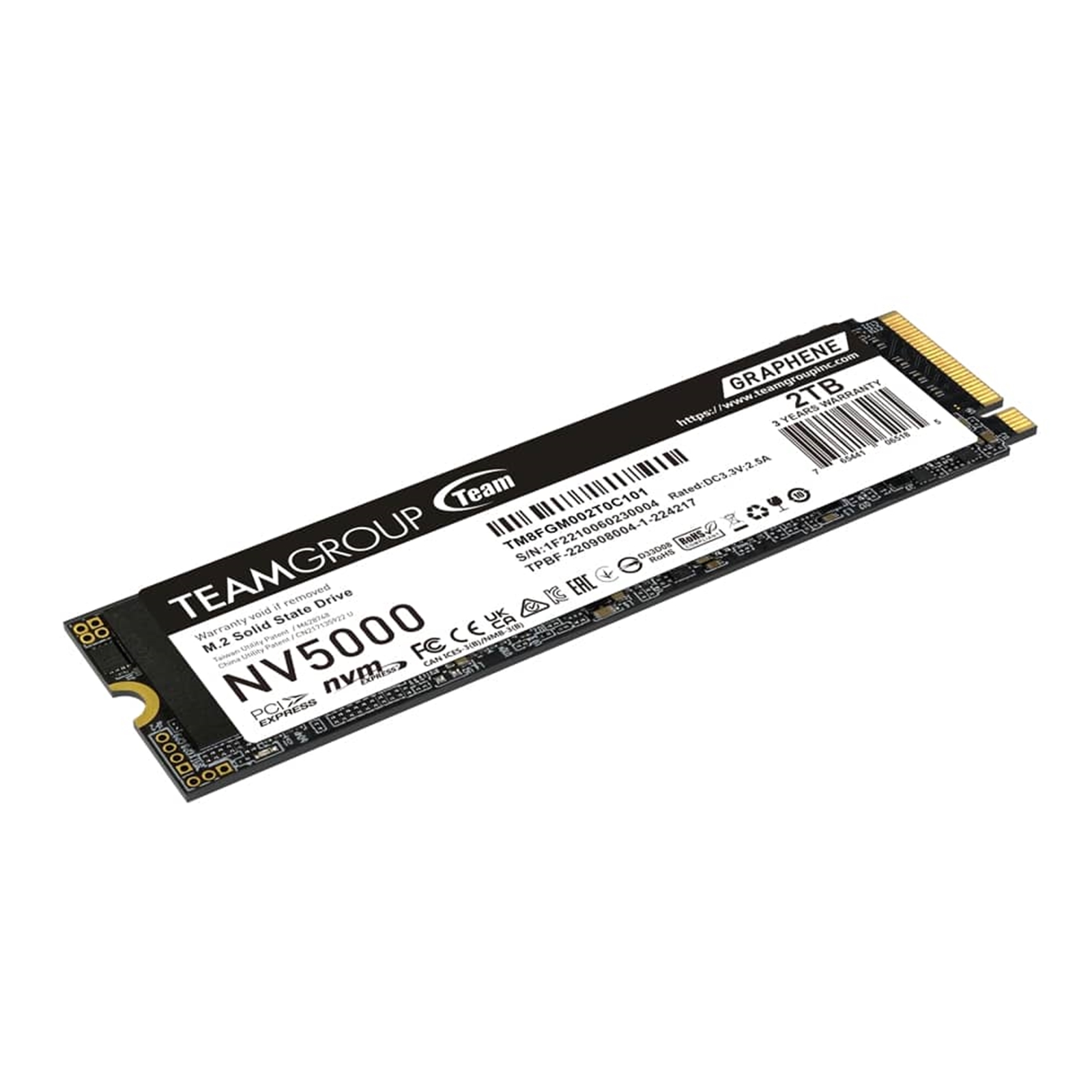Team NV5000 (TM8FGM002T0C101) 2TB M.2 Interface, PCIe Gen4x4 with NVMe, 2280, Read 4500MB/s, Write 1900MB/s, 3 Year Warranty