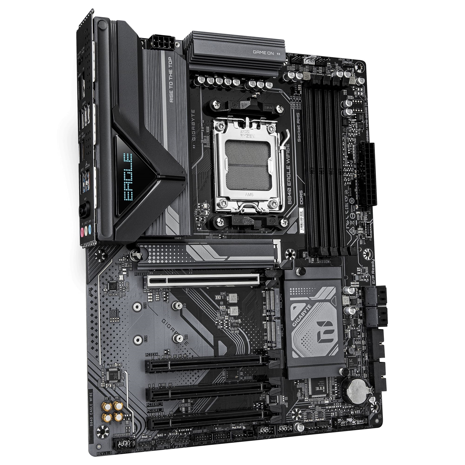 Gigabyte B840 EAGLE WIFI6E AMD AM5 Socket Motherboard, ATX, 4x DDR5 Slots, 3x M.2 Sockets, Fitted I/O Shield, 2.5GbE LAN, Wi-Fi 6E, 1x DisplayPort / 1x HDMI Port