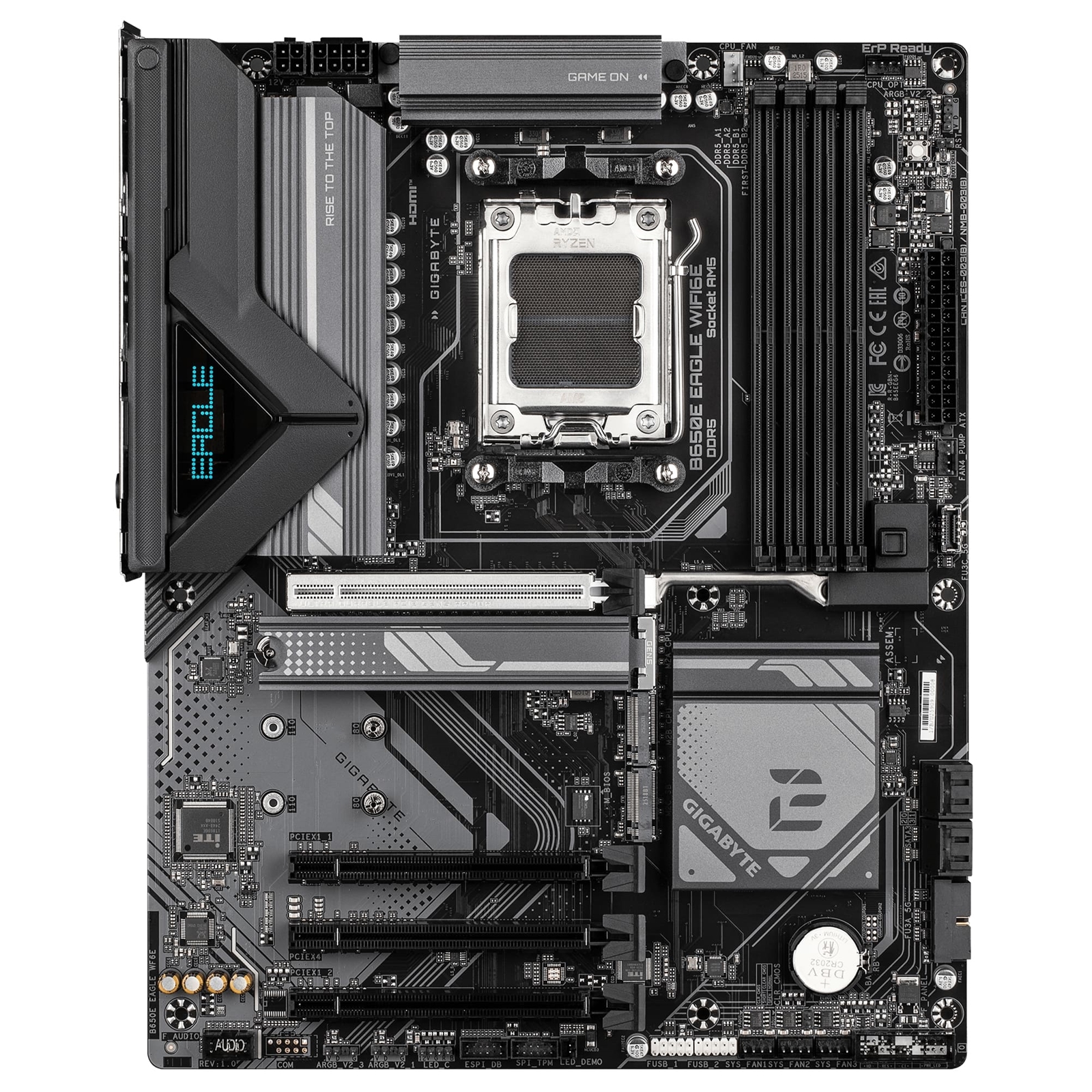 Gigabyte B650E EAGLE WIFI6E AMD AM5 Socket Motherboard, ATX, 4x DDR5 Slots, 3x M.2 Sockets, Fitted I/O Shield, 2.5GbE LAN, Wi-Fi 6E, 1x DisplayPort / 1x HDMI Port