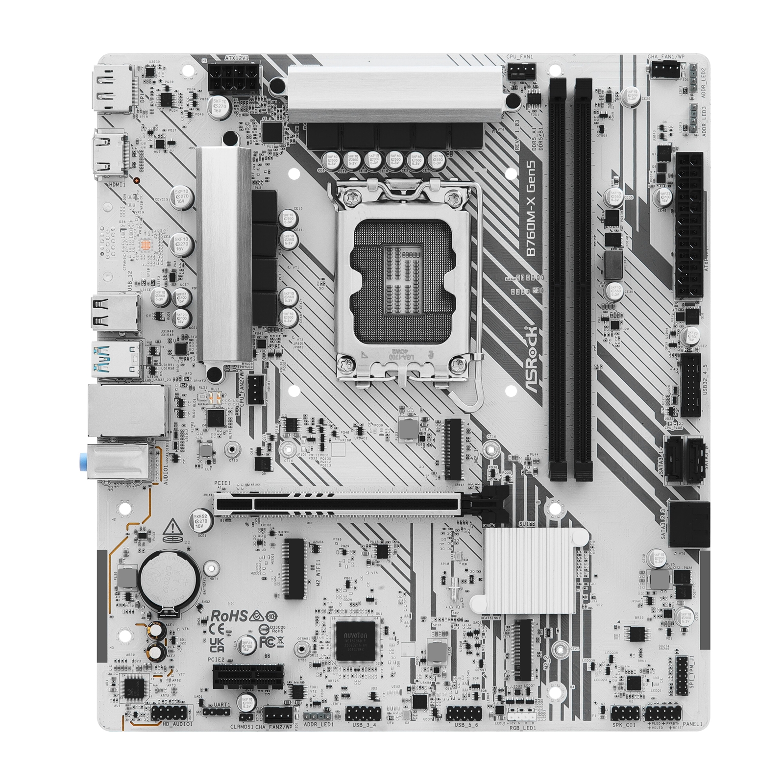 ASRock B760M-X Gen5 Intel 1700 Socket Motherboard, Micro-ATX, 2x DDR5 Slots, 2x M.2 Sockets, 2.5GbE LAN, 1x DisplayPort / 1x HDMI Port