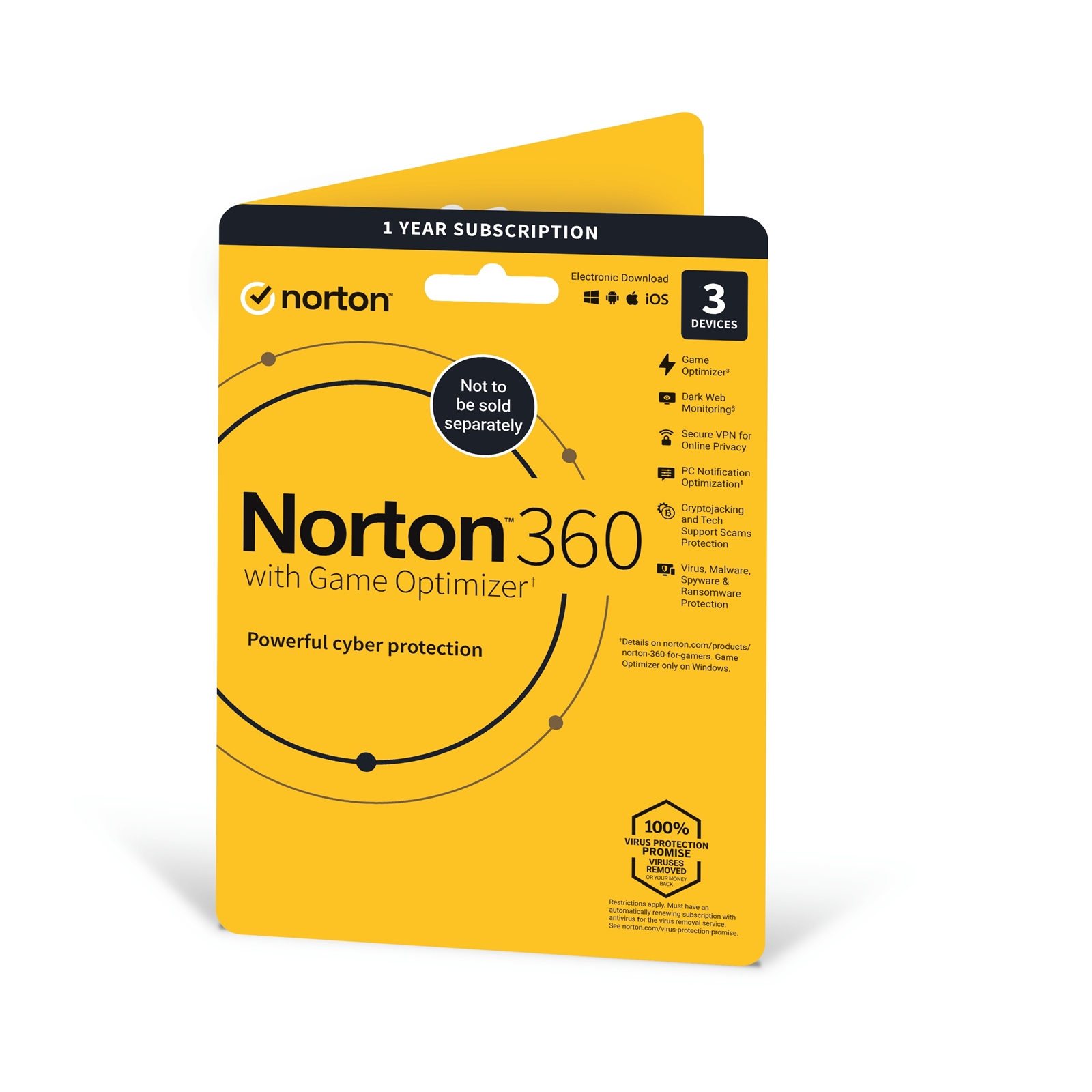 (image for) Norton 360 with Game Optimizer 2022, Antivirus software for 3 Devices, 1-year subscription Includes Secure VPN, Dark Web Monitoring and Password Manager, 50GB of Cloud Storage, PC/Mac/iOS/Android