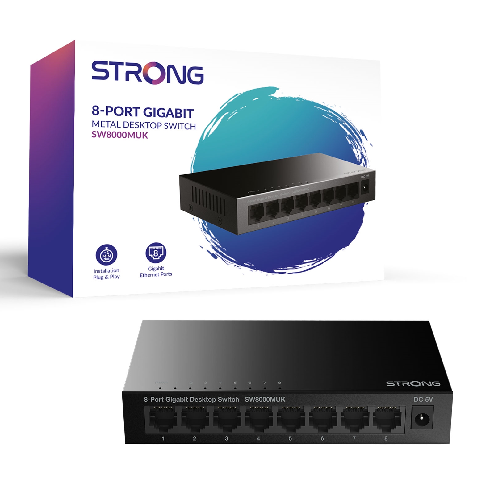 (image for) Strong SW8000MUK 8 Port Gigabit Switch (Metal)