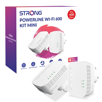 Strong POWERLWF600DUOMINIUK Av600 Mini Wi-Fi Powerline Kit 2 Pack