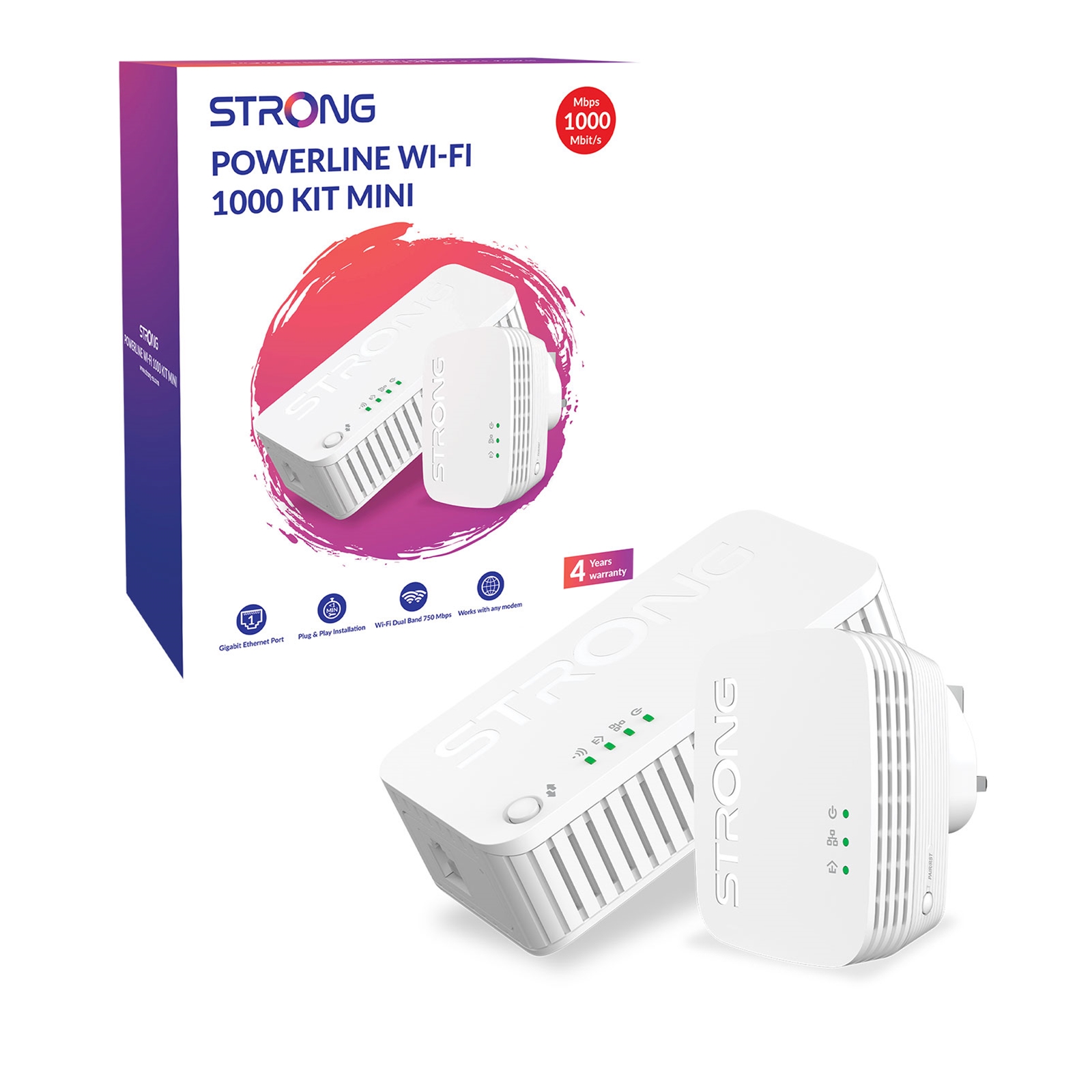 (image for) Strong POWERWF1000DUOMINIUK AV1000 Mini WI-FI Powerline Kit (2 Pack)