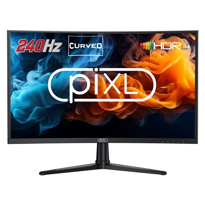 piXL PX27CC301B 27 Inch 240Hz HDR 10+ Full HD Curved Gaming Monitor with 1920 x 1080 Resolution, 1ms Response Time, HDR 10+, DisplayPort, HDMI &amp;amp; VESA Mount