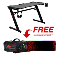 MARVO DE-05 Single Gaming Desk, 1100x600x74mm with FREE 4-in-1 Gaming Kit &amp; XL RGB Gaming Mousepad with USB Hub