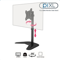 piXL Single Monitor Arm Desk Stand, For Screens up to 32&quot;, Max Weight 10Kg, Freestanding, Height Adjustable, Pivot, Swivel 360