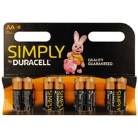 Duracell Simply Alkaline Pack of 8 AA Batteries