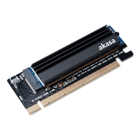 Akasa AK-PCCM2P-0 M.2 SSD to PCIe Adapter Card + Heatsink Cooler, PCIe Gen3 x16 Slot, Low Profile, 1U Chassis Compatible