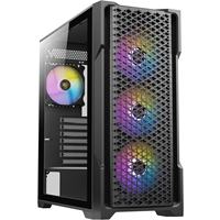 ANTEC AX90 Case, Black, Mid Tower, 1 x USB 3.0 / 2 x USB 2.0, Tempered Glass Side WIndow Panel, Diamond-Shaped Mesh Front Panel for Excellent Cooling Performance, 4 x Addressable RGB Fans Included with Hub