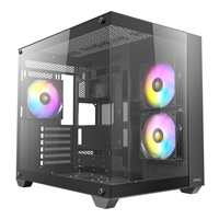 Antec CX800 Mid Tower Gaming Case, 1 x USB 3.0 / 2 x USB 2.0, Tempered Glass Front and Side Window Panel, Dual-Chamber design, 3 x Pre-Installed ARGB LED Fans , ATX, Micro ATX, Mini-ITX Compatible