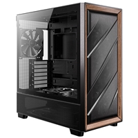 Antec FLUX Mid Tower PC Case - Tempered Glass, Black/Wood, 5 PWM Fans, USB-C, E-ATX/ATX/mATX/ITX Compatibility