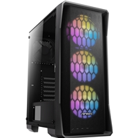 ANTEC NX360 Case, Black, Mid Tower, 1 x USB 3.0 / 2 x USB 2.0, Tempered Glass Side WIndow Panel, Polygon-Shaped Frames Mesh Front Panel for Excellent Cooling Performance, 3 x Addressable RGB Fans Included