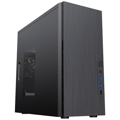 CiT Course Case, Home &amp; Business, Black, Micro Tower, 2 x USB 3.0 / 1 x USB 2.0, Brushed Aluminium Finish for a Refined and Tidy Look, Micro ATX, Mini-ITX