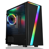 CiT Seven Micro Tower 2 x USB 2.0 Acrylic Side Window Panel Black Case with RGB LED Lighting &amp; Fan