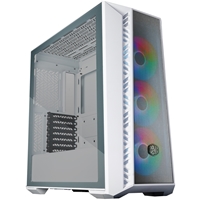 Cooler Master MasterBox 520 Mesh Case, White, Mid Tower, 1 x USB 3.2 Gen 1 Type-A, 1 x USB 3.2 Gen 2 Type-C, Tempered Glass Side Window Panel, FineMesh Performance Front Panel, 3 x CF120 Addressable RGB Fans Included with ARGB &amp; Fan Hub