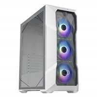 Cooler Master MasterBox TD500 Mesh V2 Case, White, Mid Tower, 2 x USB 3.2 Gen 1 Type-A / 1 x USB 3.2 Gen 2 Type-C, Tool-Free Crystalline Tempered Glass Side Panel with Polygonal FineMesh Front Panel, 3 x CF120 Addressable RGB Fans Included with ARGB &amp; Fan