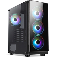 CRONUS Achos Case, Gaming, Black, Mid Tower, 1 x USB 3.0 / 2 x USB 2.0, Tempered Glass Side &amp; Front Window Panels, Addressable RGB LED Fans, ATX, Micro ATX, Mini-ITX