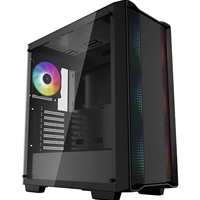 DeepCool CC560 ARGB Case, Gaming, Black, Mid Tower, 1 x USB 3.0 / 1 x USB 2.0, Tempered Glass Side Window Panel, Abundant Airflow Performance, Addressable RGB LED Fans, ATX, Micro ATX, Mini-ITX