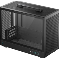 DeepCool CH160 PLUS Mini-ITX Mini Tower PC Case, Tempered Glass, High-Airflow Mesh Design, USB-C &amp; USB 3.0 Front I/O, Supports ATX PSU &amp; 305mm GPU, Black