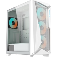 Gigabyte C301 Glass Mid Tower ARGB Gaming PC Case V2, White, Tempered Glass, USB Type-C, 4X ARBG Fans Included, 3 years warranty