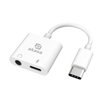 Akasa Type-C to 3.5mm Headphone Jack &amp; Charger Adapter, Simultaneous charging and audio port