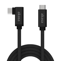 AKASA AK-CBUB66-20BK Data Cable. Right-Angled USB 3.2 Gen 2x2 Type-C (M) to USB 3.2 Gen 2x2 Type-C (M), 2m, Black, SuperSpeed USB up to 20Gbps Data, Fast Charging 100W Power Delivery, Supports DisplayPort Alternate Mode for 4K@60Hz UHD Video Function