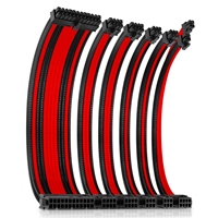 Antec Black/Red PSU Extension Cable Kit with black connectors  6 Pack (24 PIN / 1 x CPU 4+4 / 2x PCI-E 8 / 2 x PCI-E 6)